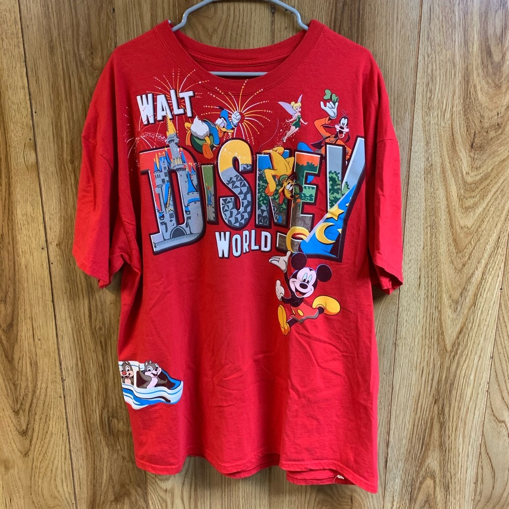 Disney Walt Disney World Mens Red Graphic T-Shirt